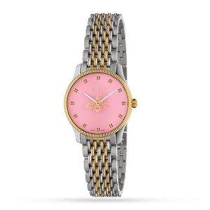 Gucci G Timeless Quartz Pink Dial Two Tone Steel Strap Watch For Women - YA1265030
