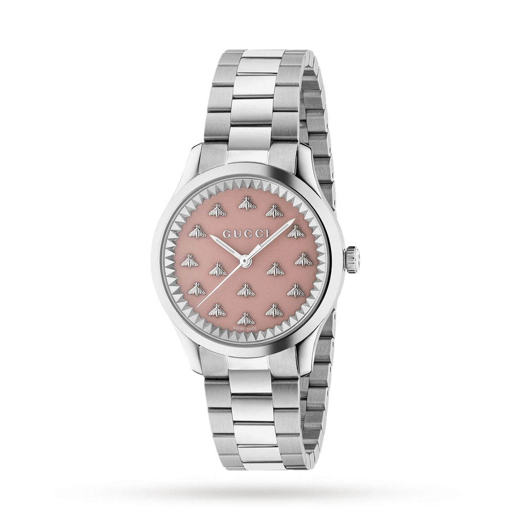 Gucci G Timeless Quartz Pink Dial Silver Steel Strap Watch for Women - YA1265033