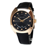 Gucci GG2570 Quartz Black Dial Black Leather Strap Watch For Men - YA142309
