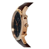 Daniel Wellington Iconic Chronograph Blue Dial Brown Leather Strap Watch For Men - DW00100639