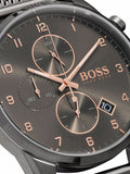 Hugo Boss Onyx Grey Dial Black Leather Strap Watch for Men - 1513366