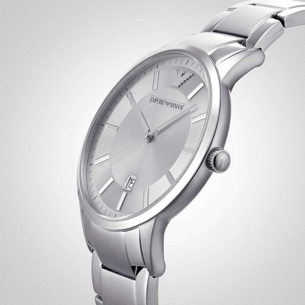 Emporio Armani Renato Quartz Silver Dial Silver Steel Strap Watch For Men - AR11189