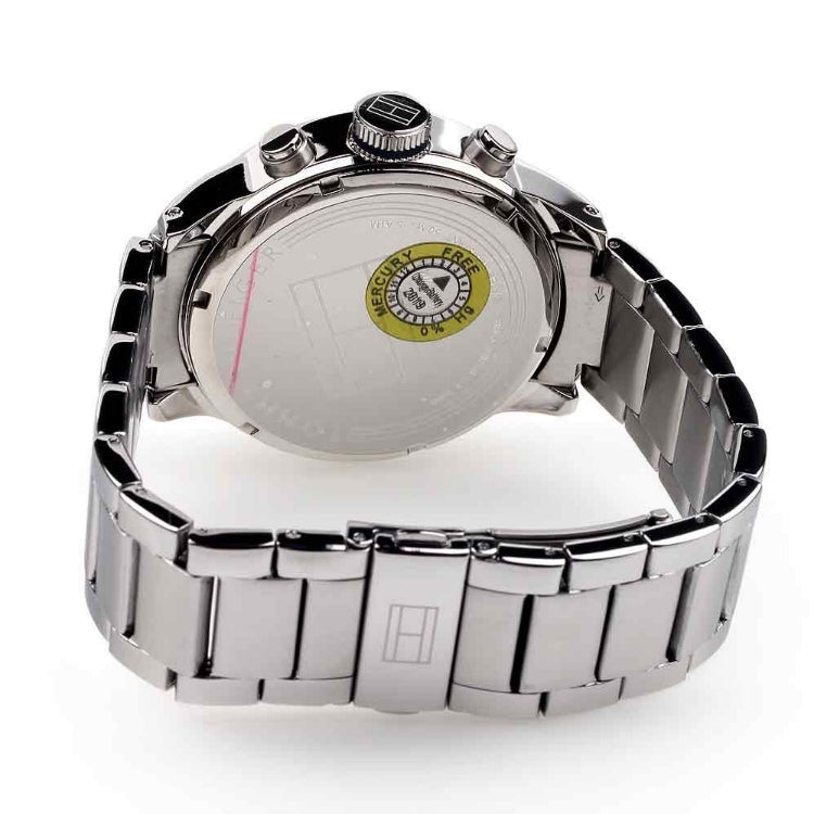 Tommy Hilfiger Jackson Quartz Black Dial Silver Steel Strap Watch for Men - 1791243