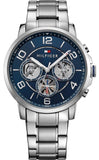 Tommy Hilfiger Keagan Blue Dial Silver Steel Strap Watch for Men - 1791293
