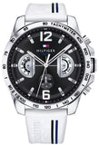 Tommy Hilfiger Multifunction Black Dial White Rubber Strap Watch for Men - 1791475