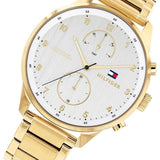 Tommy Hilfiger Chase Quartz White Dial Gold Steel Strap Watch for Men - 1791576