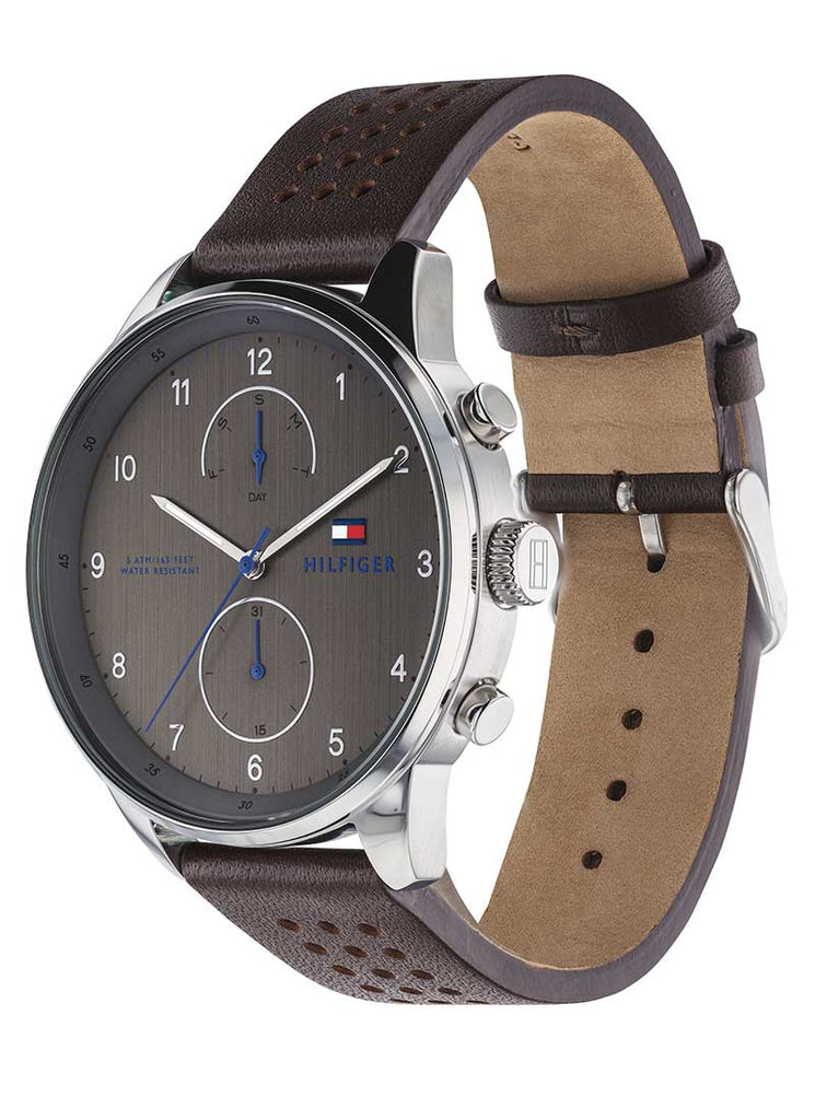 Tommy Hilfiger Chase Quartz Brown Dial Brown Leather Strap Watch for Men - 1791579