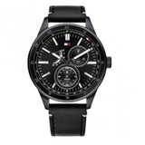 Tommy Hilfiger Austin Black Dial Black Leather Strap Watch for Men - 1791638