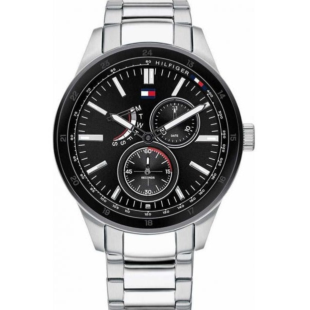 Tommy Hilfiger Austin Black Dial Silver Steel Strap Watch for Men - 1791639