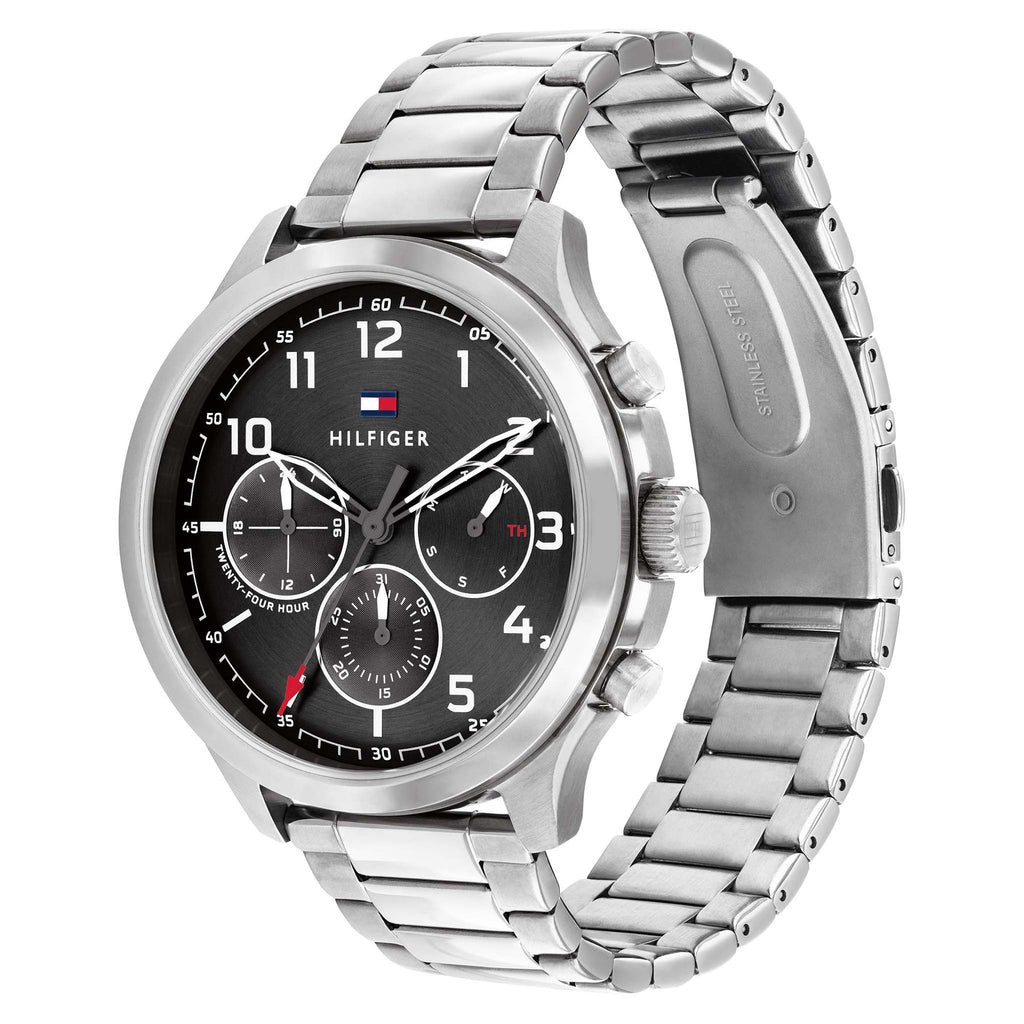 Tommy Hilfiger Asher Chronograph Black Dial Silver Steel Strap Watch For Men - 1791852