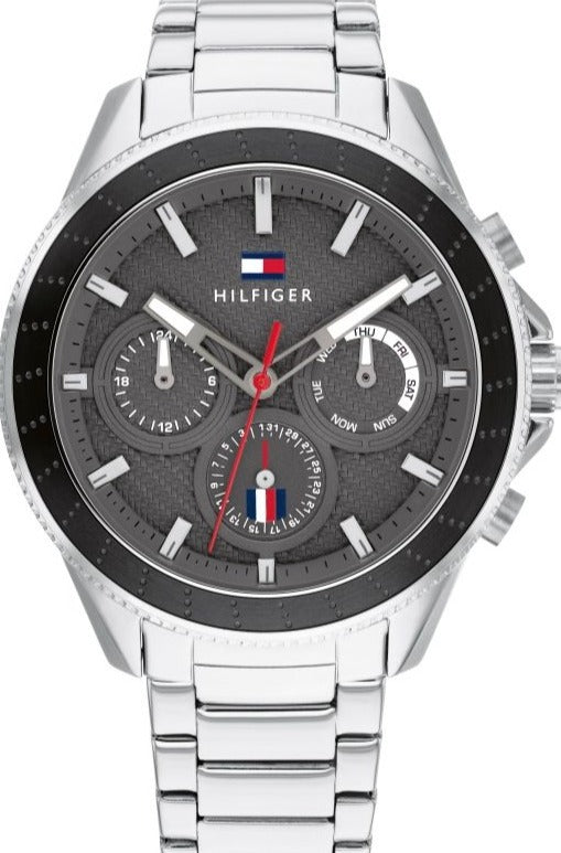 Tommy Hilfiger Aiden Chronograph Grey Dial Silver Steel Strap Watch For Men - 1791857