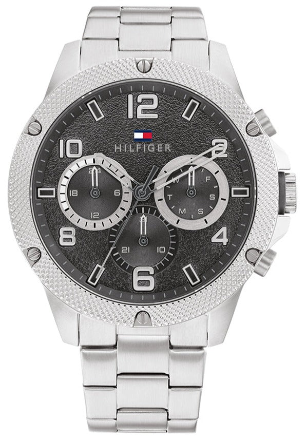 Tommy Hilfiger Blaze Chronograph Black Dial Silver Steel Strap Watch For Men - 1792029