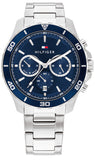 Tommy Hilfiger Jordan Chronograph Blue Dial Silver Steel Strap Watch For Men - 1792094