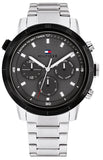 Tommy Hilfiger Troy Chronograph Grey Dial Silver Steel Strap Watch For Men - 1792106