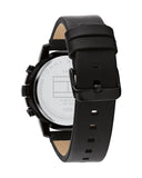 Tommy Hilfiger Troy Chronograph Black Dial Black Leather Strap Watch For Men - 1792110