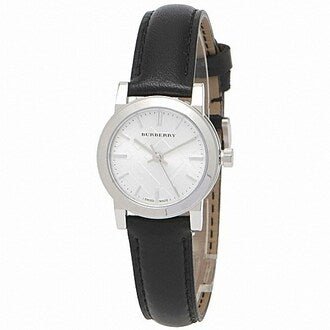 Burberry The City White Dial Black Leather Strap Watch for Women - BU9206