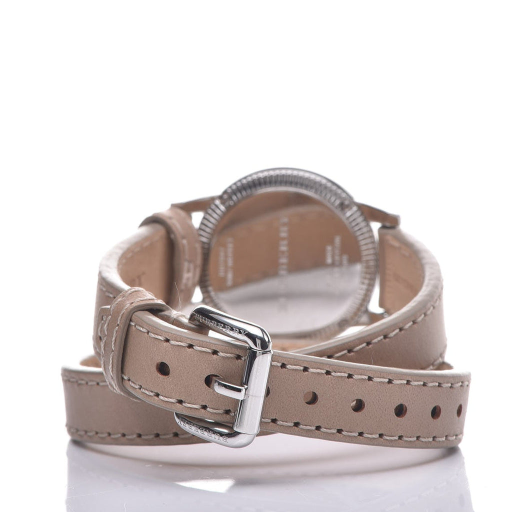 Burberry Utilitarian White Dial Pink Leather Strap Watch for Women - BU7847