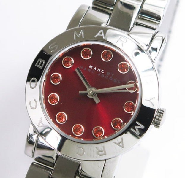 Marc Jacobs Amy Red Dial Silver Steel Strap Watch for Women - MBM3335