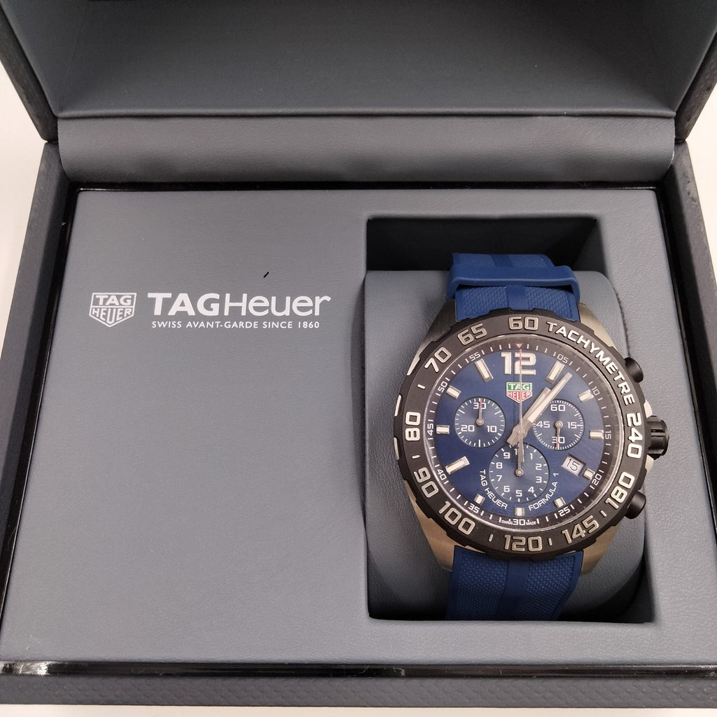 Tag Heuer Formula 1 Chronograph Blue Dial Blue Rubber Strap Watch for Men - CAZ101AV.FT8077