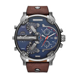 Diesel Mr Daddy Chronograph Blue Dial Brown Leather Strap Watch For Men - DZ7314