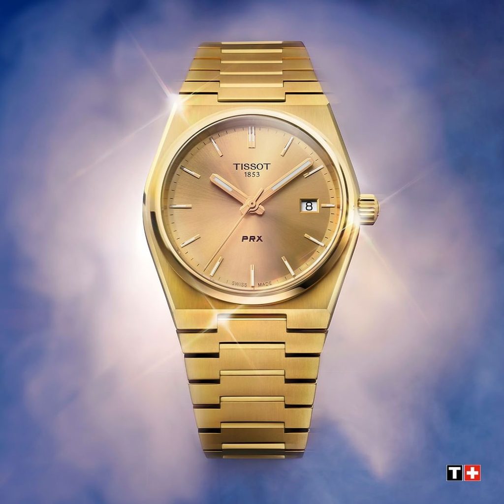 Tissot PRX Gold Dial Gold Steel Strap Watch for Men - T137.210.33.021.00