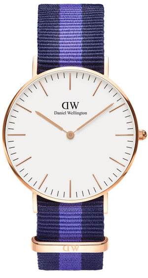 Daniel Wellington Classic Swansea White Dial Two Tone Nylon Strap Watch For Women - 0504DW