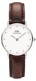 Daniel Wellington Classy Bristol White Dial Brown Leather Strap Watch For Women - DW00100070