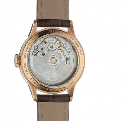 Tissot Chemin Des Tourelles Powermatic 80 Lady Silver Dial Brown Leather Strap Watch For Women - T099.207.36.037.00