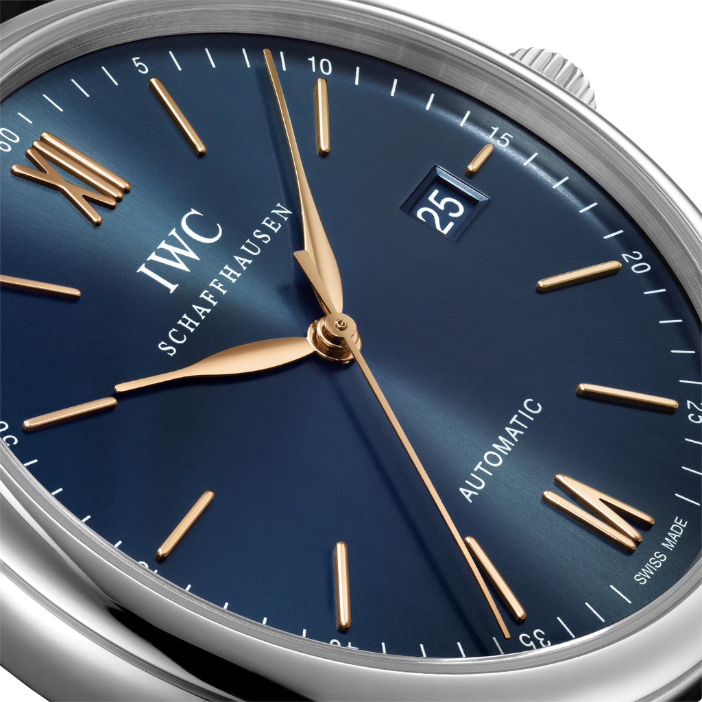 IWC Portofino Automatic Blue Dial Black Leather Strap Watch for Men - IW356523