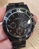 Marc Jacobs Blade Chronograph Black Dial Black Steel Strap Watch for Women - MBM3083