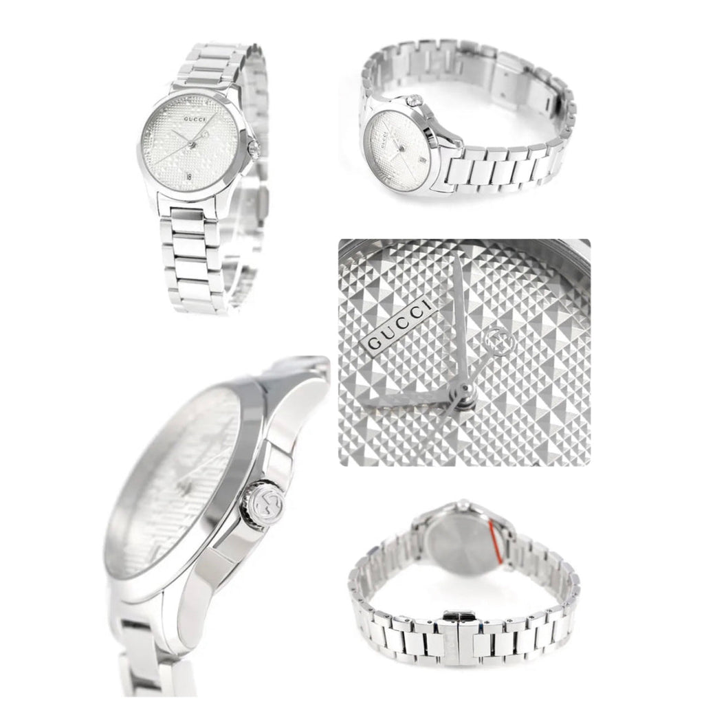 Gucci G Timeless Quartz Silver Dial Silver Steel Strap Watch For Women - YA126551