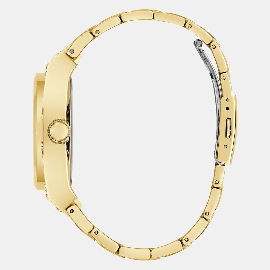 Guess Trend Analog Green Dial Gold Steel Strap Watch For Men - GW0624G2