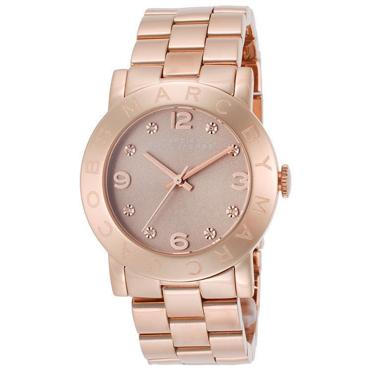 Marc Jacobs Amy Glitz Brown Dial Rose Gold Steel Strap Watch for Women - MBM3221