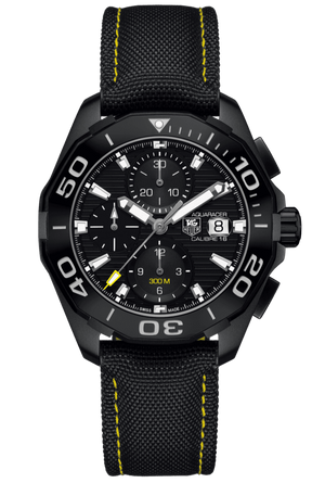 Tag Heuer Aquaracer Chronograph PVD Black Dial Black Nylon Strap Watch for Men - CAY218A.FC6361