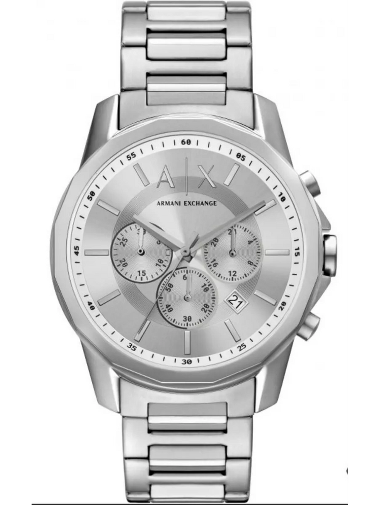 Armani Exchange Outerbanks Chronograph Silver Dial Silver Steel Strap Watch For Men - AX7141