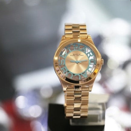 Marc Jacobs Henry Rose Gold Dial Rose Gold Steel Strap Watch for Women - MBM3296