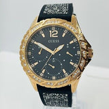 Guess Swirl Quartz Black Dial Black Silicone Strap Watch for Women - W1096L3