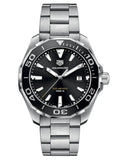 Tag Heuer Aquaracer Quartz Black Dial Silver Steel Strap Watch for Men - WAY101A.BA0746