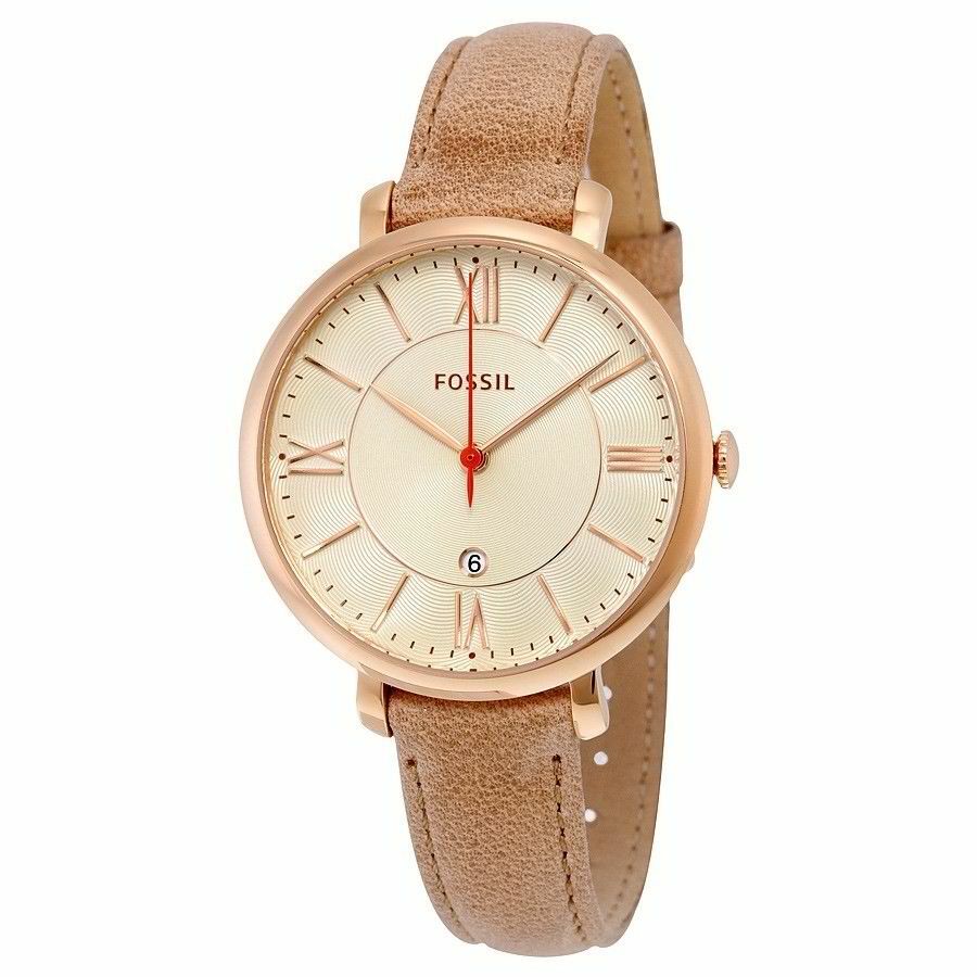 Fossil Jacqueline White Dial Brown Leather Strap Watch for Women - ES3487