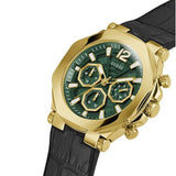 Guess Edge Chronograph Green Dial Black Leather Strap Watch For Men - GW0492G3