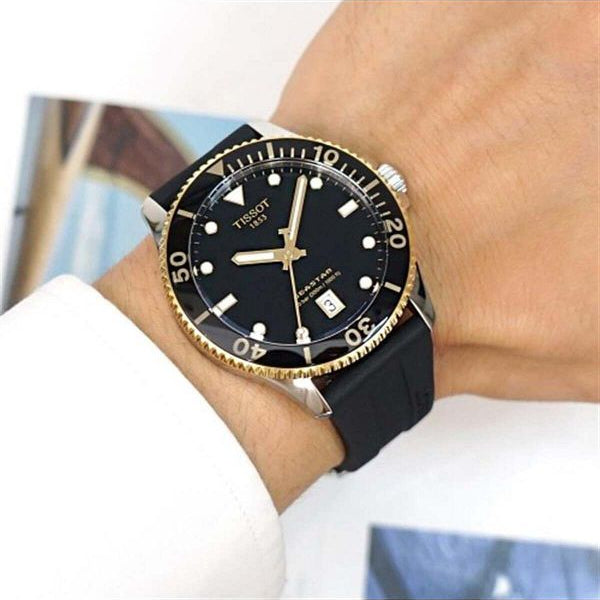 Tissot Seastar 1000 Black Dial Black Rubber Strap Watch For Men - T120.410.27.051.00