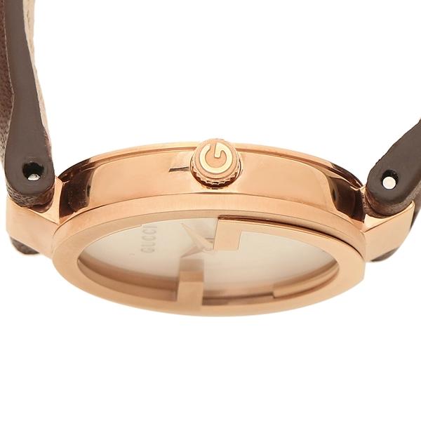 Gucci G Interlocking Mother of Pearl Dial Brown Leather Strap Watch For Women - YA133516