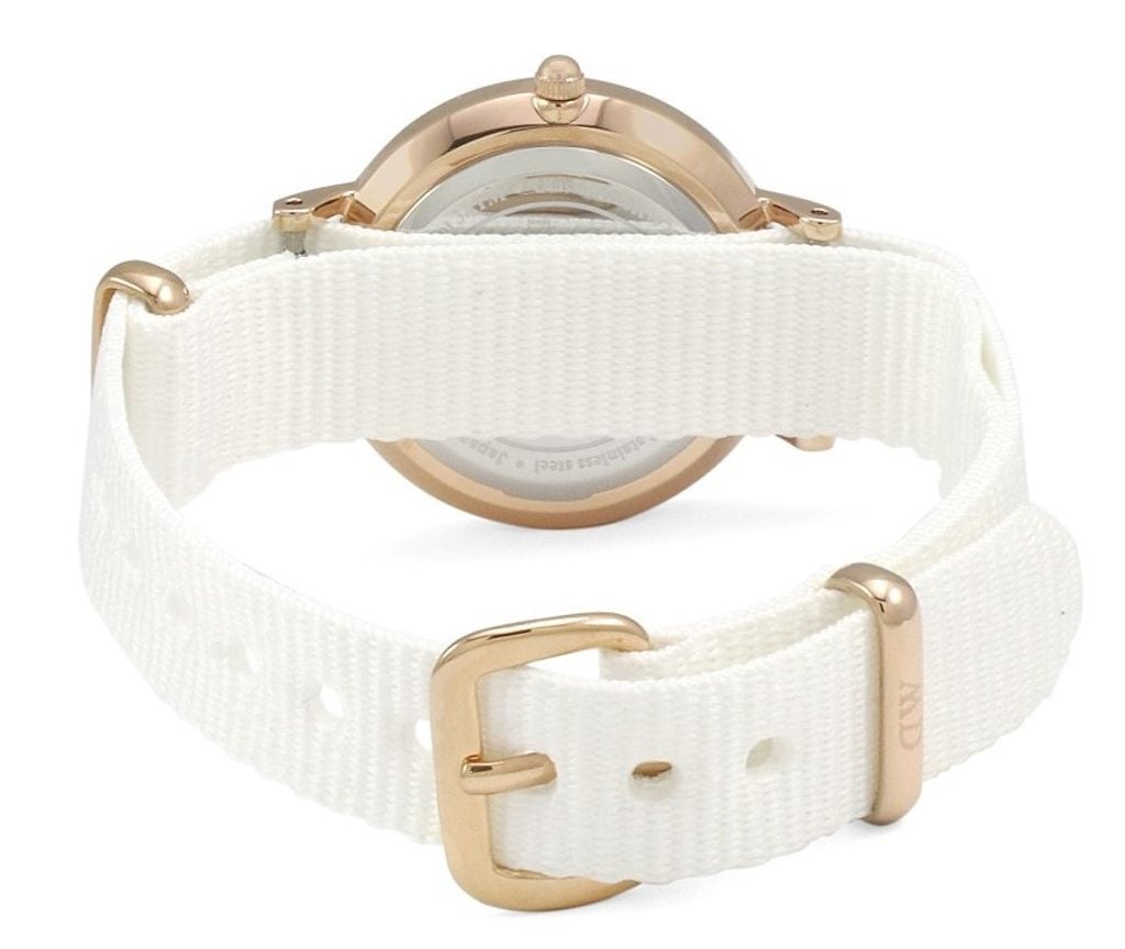 Daniel Wellington Petite Dover Quartz White Dial White NATO Strap Watch For Women - DW001000313