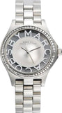 Marc Jacobs Henry Transparent Silver Dial Silver Steel Strap Watch for Women - MBM3337