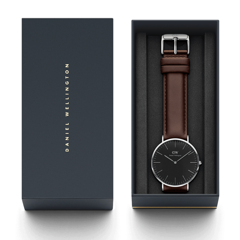 Daniel Wellington Classic Bristol Black Dial Brown Leather Strap Watch For Men - DW00100143