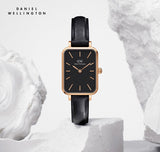 Daniel Wellington Quadro Sheffield Black Dial Black Leather Strap Watch For Women - DW00100435
