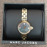 Marc Jacobs Courtney Mother of Pearl Black Dial Gold Steel Strap Watch for Women - MJ3460