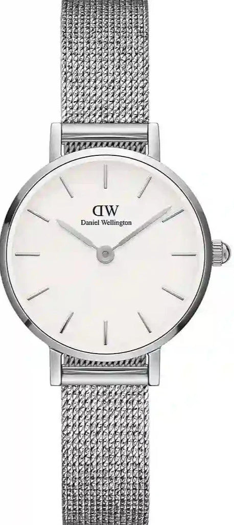 Daniel Wellington Classic Petite Sterling White Dial Silver Mesh Bracelet Watch for Women - DW00100442