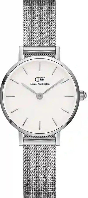 Daniel Wellington Classic Petite Sterling White Dial Silver Mesh Bracelet Watch for Women - DW00100442
