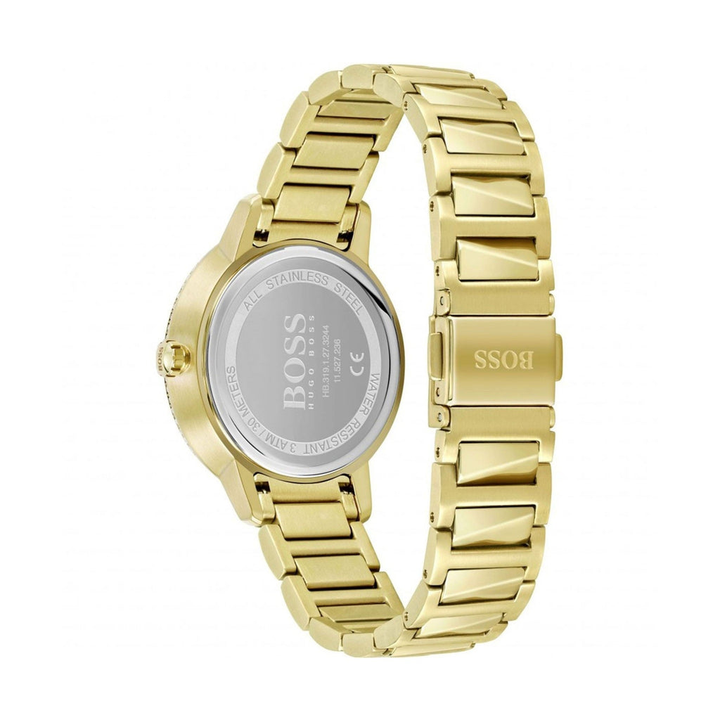 Hugo Boss Signature Gold Dial Gold Steel Strap Watch for Women - 1502541